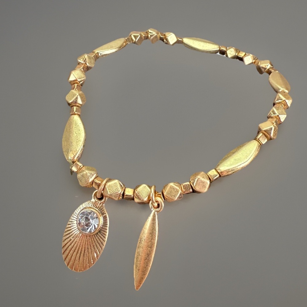 Vintage Goldtone Beaded Bracelet with Charms